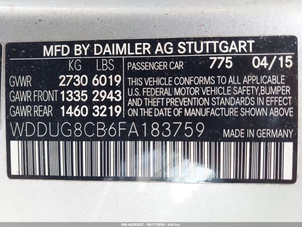 2015 MERCEDES-BENZ S 550 S550