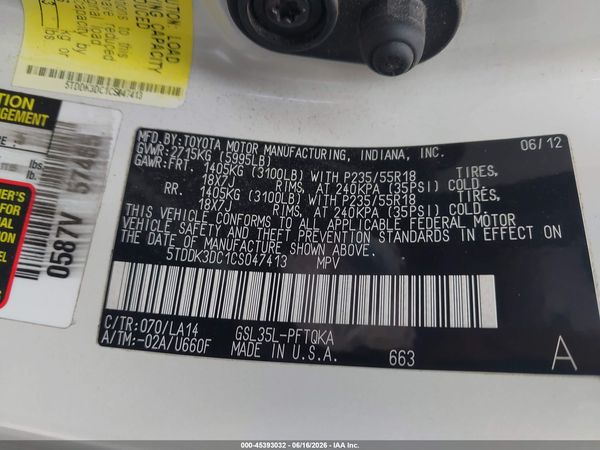2012 TOYOTA SIENNA LIMITED 7 PASSENGER