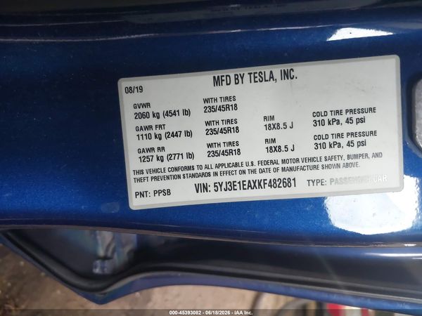 2019 TESLA MODEL 3