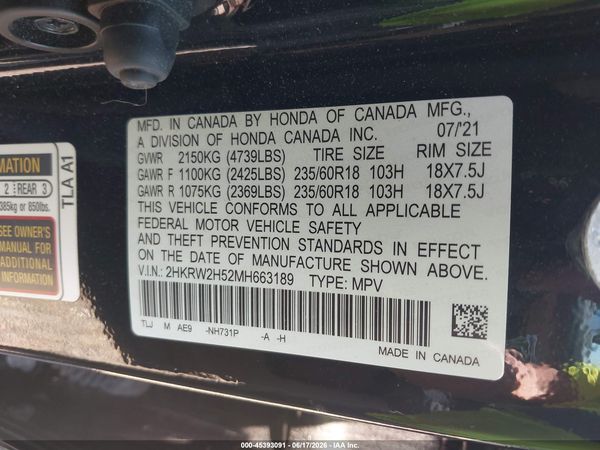 2021 HONDA CR-V AWD EX