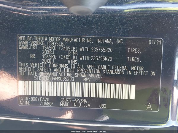 2021 TOYOTA HIGHLANDER XSE