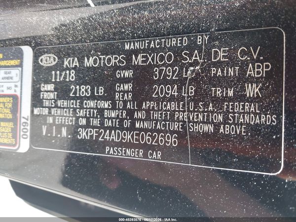 2019 KIA FORTE FE