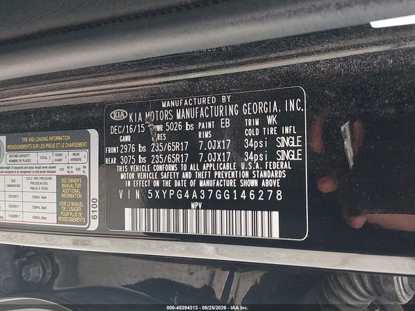2016 KIA SORENTO 2.4L L