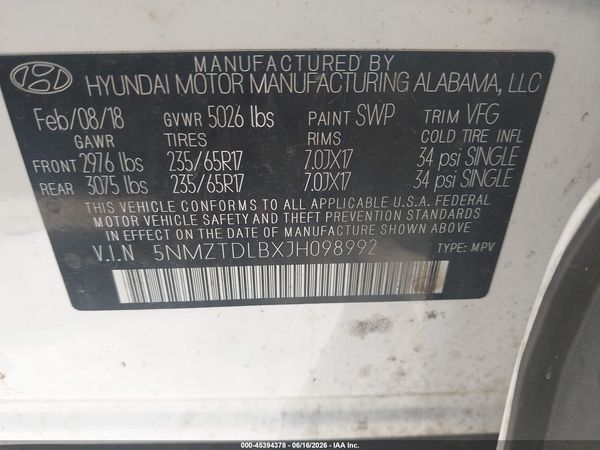 2018 HYUNDAI SANTA FE SPORT 2.4L