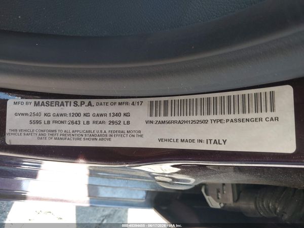 2017 MASERATI QUATTROPORTE S Q4