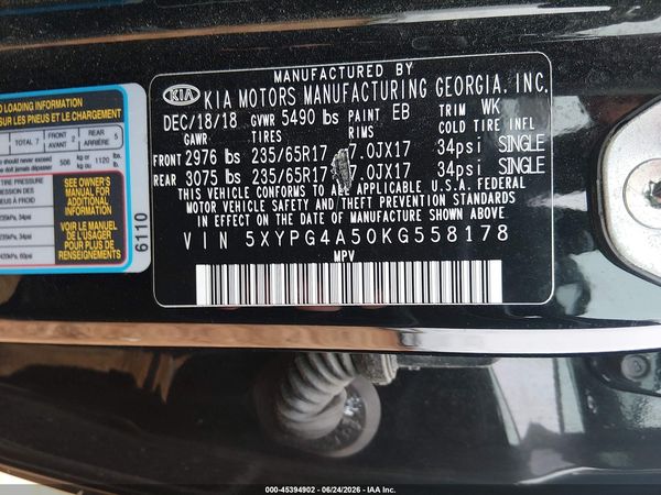 2019 KIA SORENTO 3.3L LX