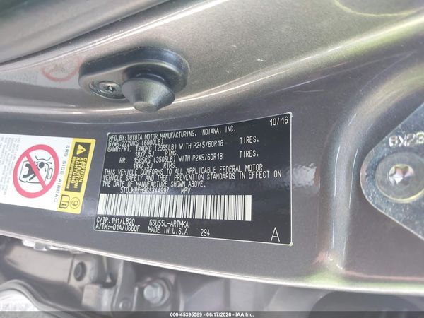 2016 TOYOTA HIGHLANDER XLE V6