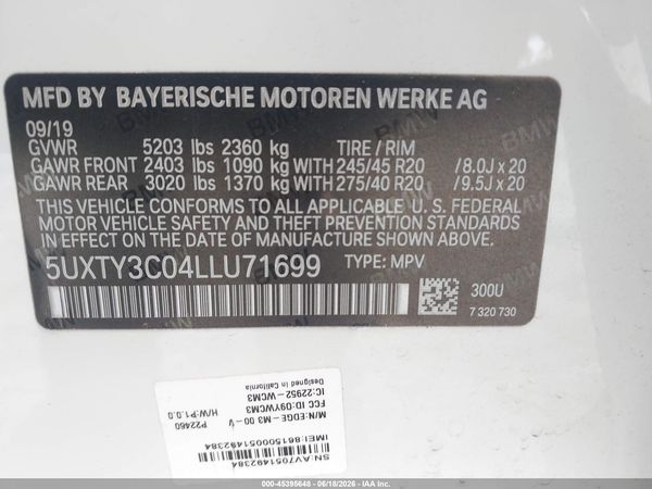 2020 BMW X3 SDRIVE30I