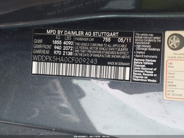 2012 MERCEDES-BENZ SLK 350 SLK350