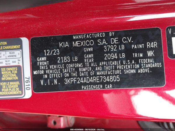 2024 KIA FORTE LXS