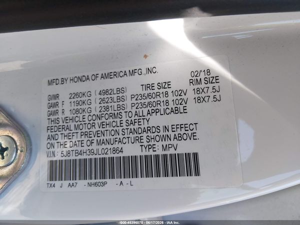 2018 ACURA RDX ACURAWATCH PLUS PACKAGE
