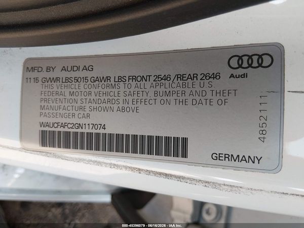 2016 AUDI A6 2.0T PREMIUM