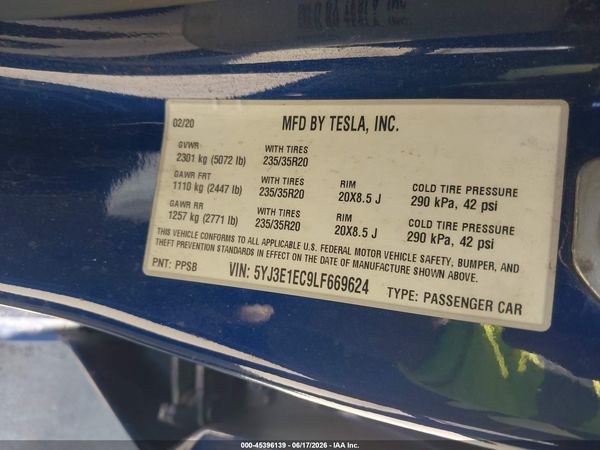 2020 TESLA MODEL 3