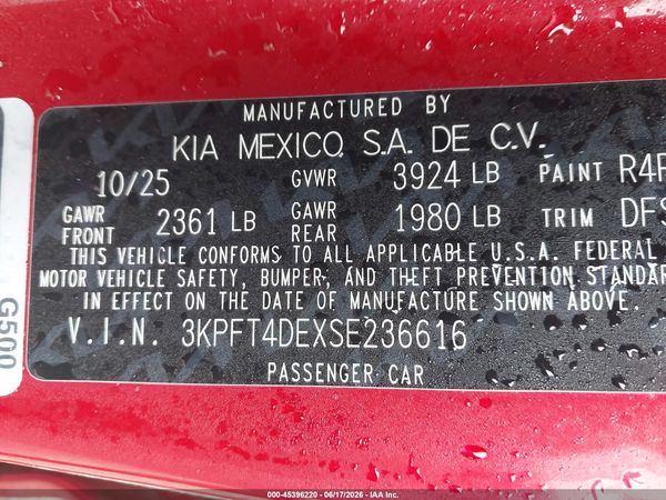 2025 KIA K4 LXS