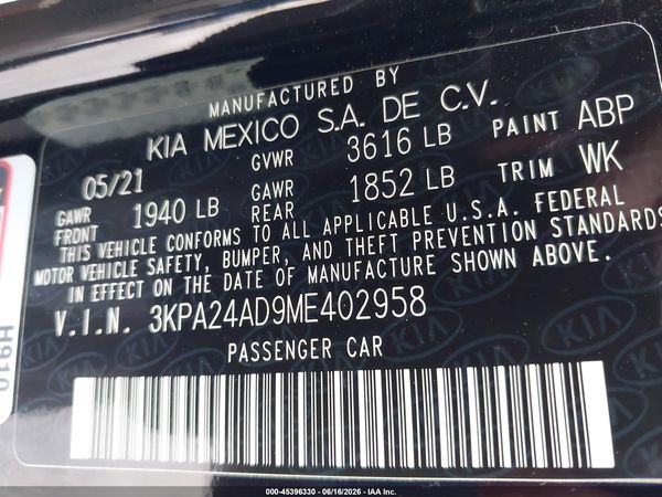2021 KIA RIO S