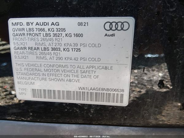 2022 AUDI E-TRON PREMIUM PLUS QUATTRO