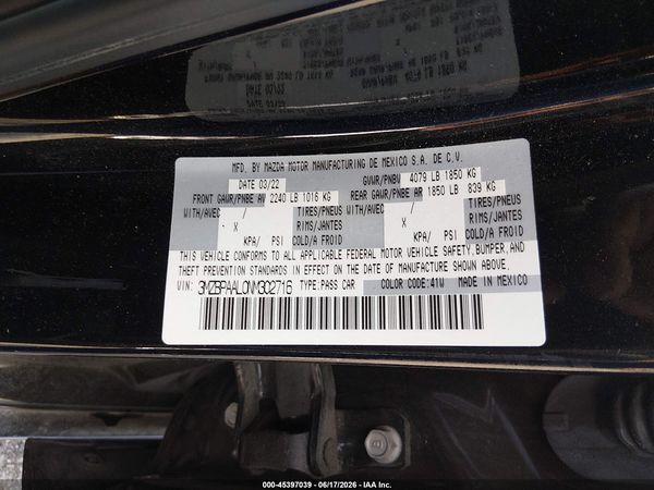 2022 MAZDA MAZDA3 2.5 S