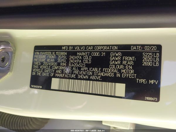 2020 VOLVO XC60 T5 INSCRIPTION
