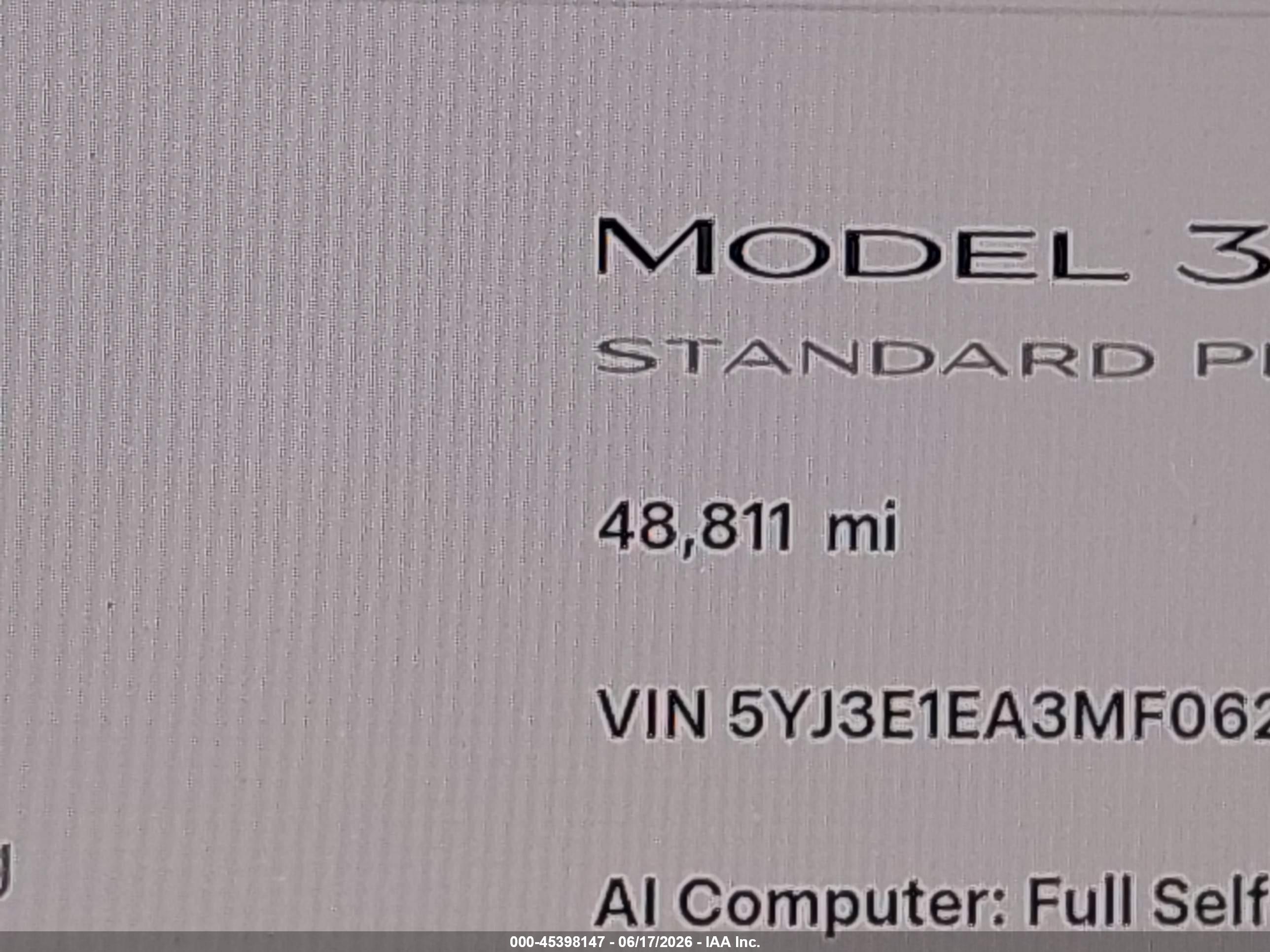 2021 TESLA MODEL 3