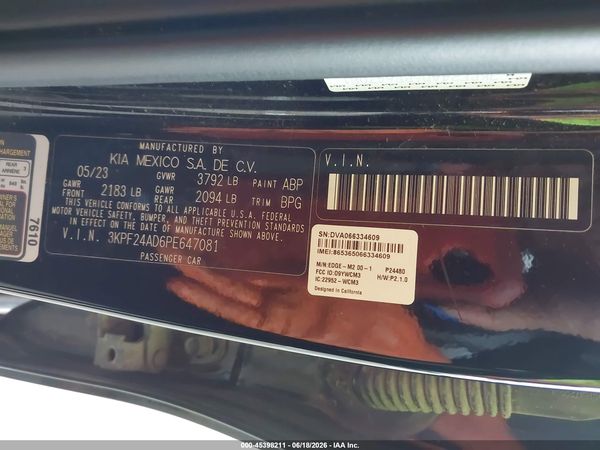 2023 KIA FORTE LXS