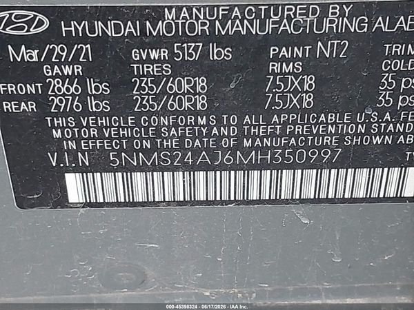 2021 HYUNDAI SANTA FE SEL
