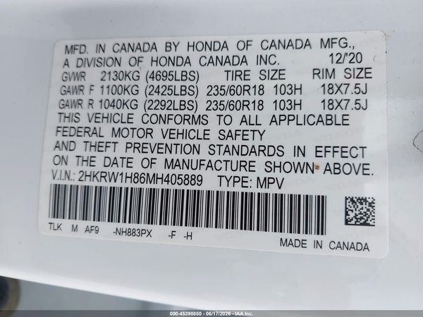 2021 HONDA CR-V 2WD EX-L