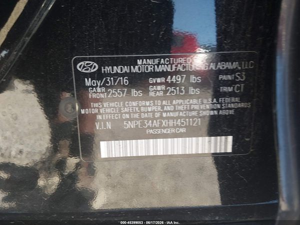 2017 HYUNDAI SONATA