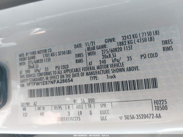 2022 FORD F-150 LARIAT