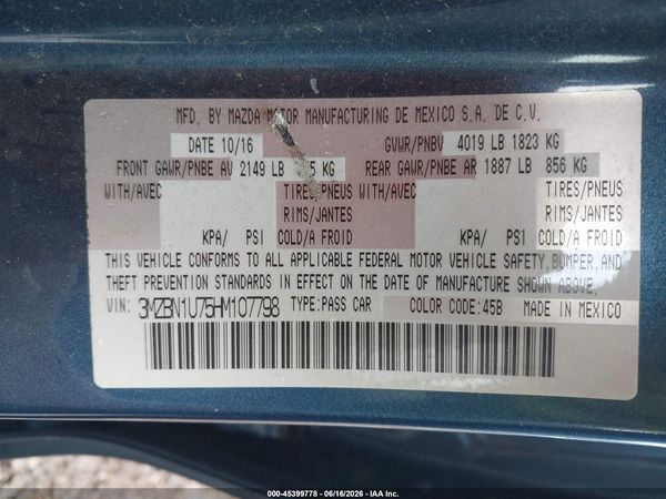 2017 MAZDA MAZDA3 SPORT