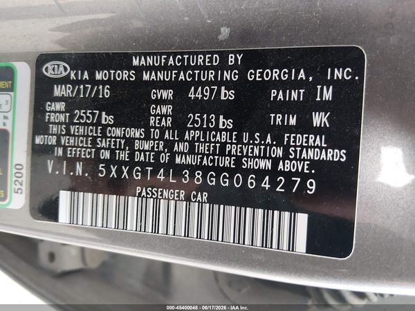 2016 KIA OPTIMA LX