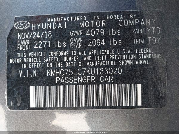 2019 HYUNDAI IONIQ HYBRID SEL