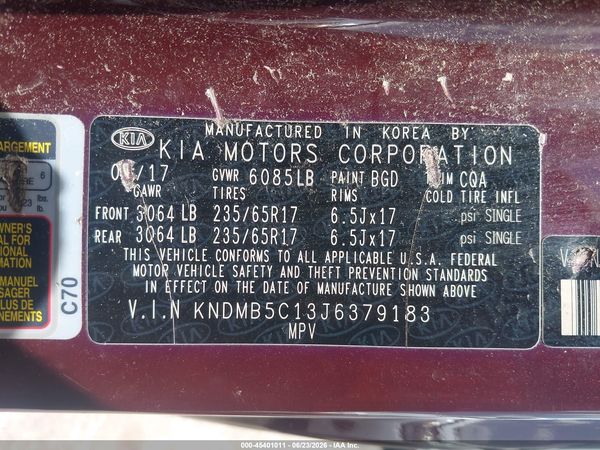 2018 KIA SEDONA LX