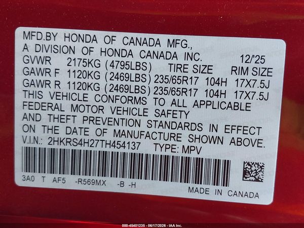 2026 HONDA CR-V LX AWD
