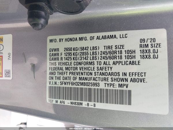 2021 HONDA PILOT AWD EX