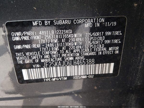 2020 SUBARU FORESTER PREMIUM — I9