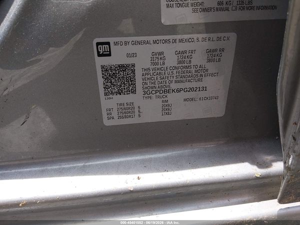 2023 CHEVROLET SILVERADO 1500 4WD  STANDARD BED CUSTOM — I9