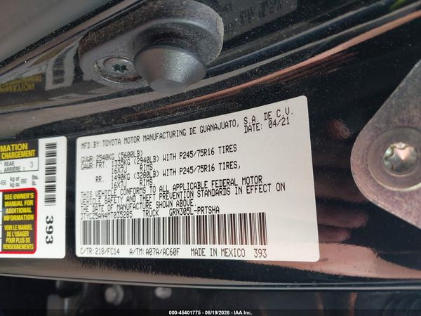 2021 TOYOTA TACOMA SR5 V6