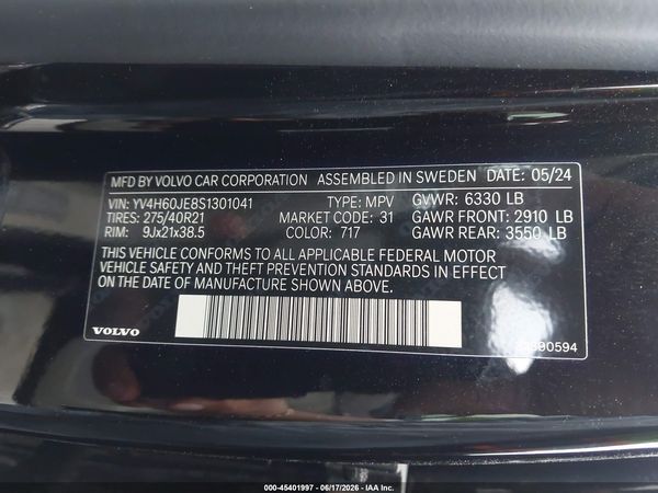 2025 VOLVO XC90 PLUG-IN HYBRID T8 PLUS 6-SEATER