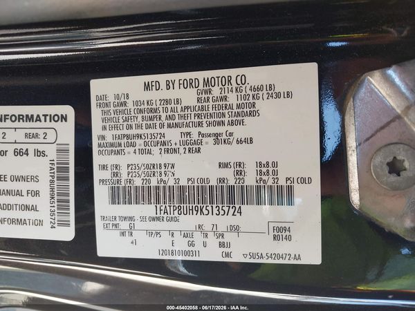 2019 FORD MUSTANG