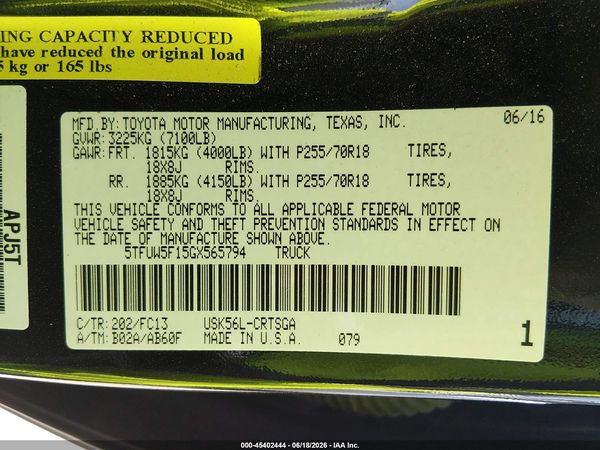 2016 TOYOTA TUNDRA SR5 5.7L V8