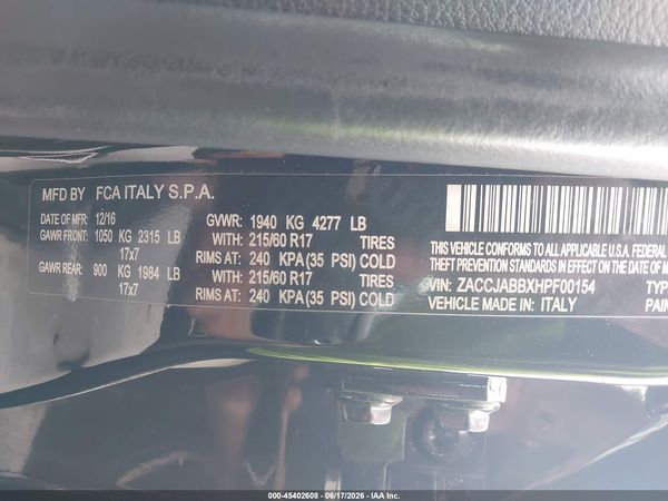 2017 JEEP RENEGADE LATITUDE FWD