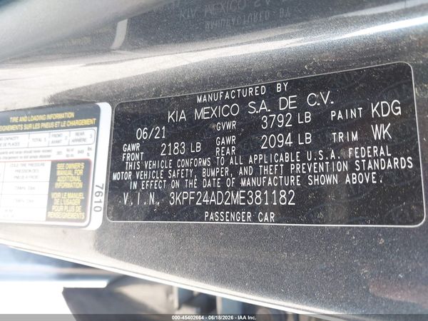 2021 KIA FORTE LXS