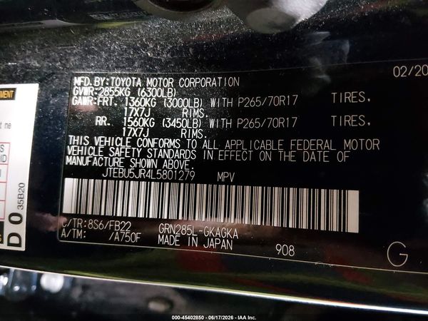 2020 TOYOTA 4RUNNER SR5