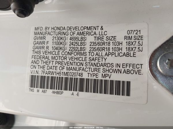 2021 HONDA CR-V 2WD EX