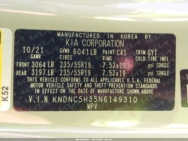 2022 KIA CARNIVAL MPV EX