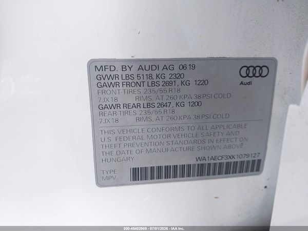 2019 AUDI Q3 2.0T PREMIUM