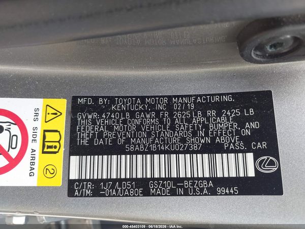 2019 LEXUS ES 350