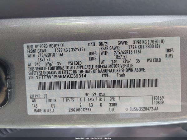 2021 FORD F-150 XLT