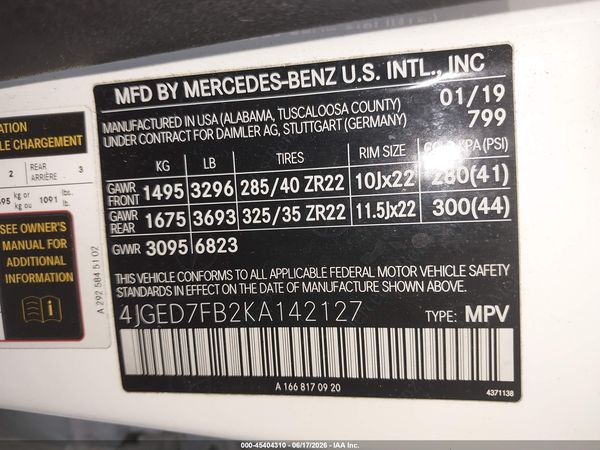 2019 MERCEDES-BENZ AMG GLE 63 COUPE S 4MATIC