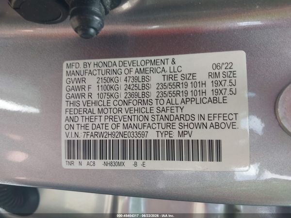 2022 HONDA CR-V AWD TOURING